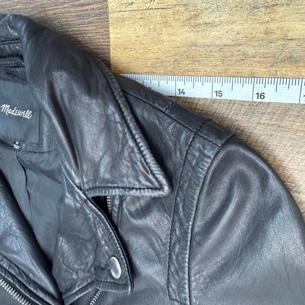 Madewell The Washed Leather Motorcycle Jacket Women XS Grunge Edgy Soft Moto - Picture 4 of 14